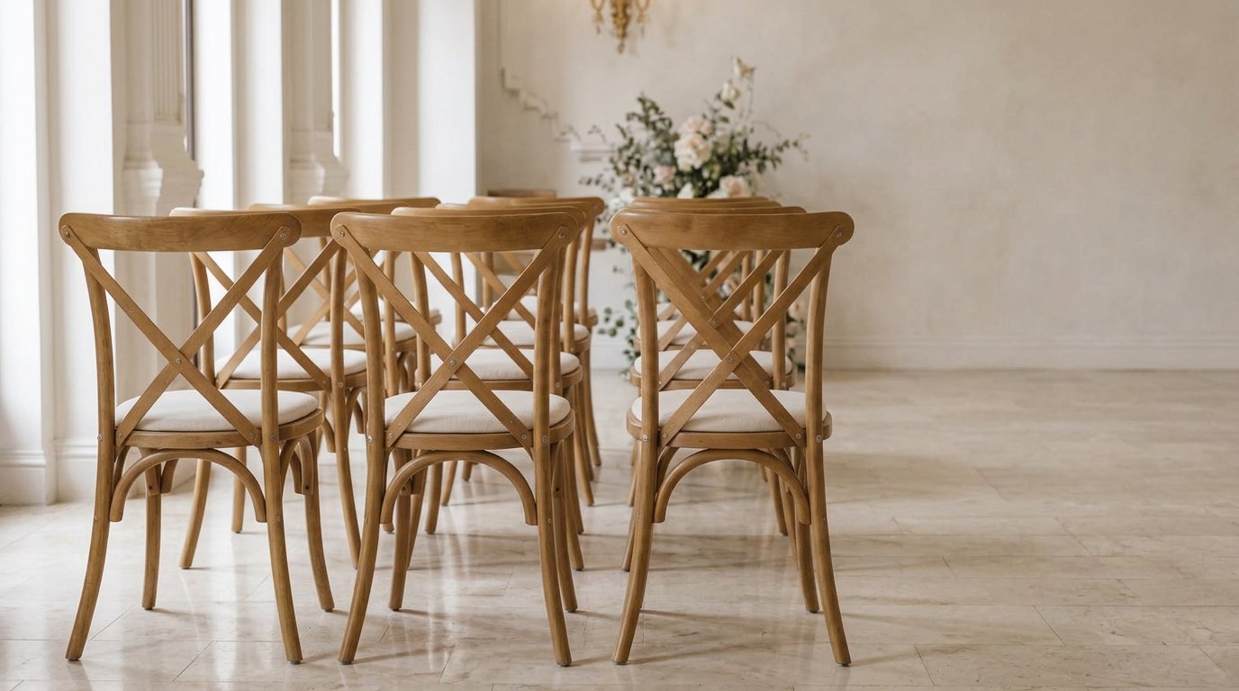Colección de sillas Crossback en un salón elegante